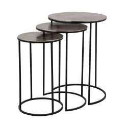 RICHMOND Lot De 3 Tables Basses Nemo - Or Champagne/noir