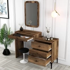 Woody Fashion Dresser" | 100% Mélaminé | Pieds En Métal | Noyer -Magasin De Meubles 845HCT1211 20 203 46d5