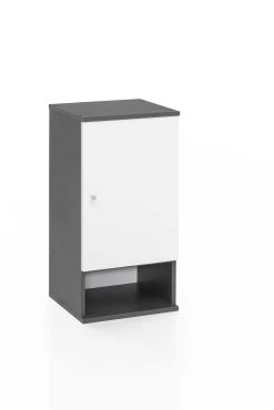 Meuble Suspendu Benja 1 Porte - Blanc/gris Graphite -Magasin De Meubles 85006 63 0 75 FS 4b8b