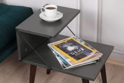 Table De Nuit | 100% Mélamine | Epaisseur 18mm | Pieds En Hêtre | Anthracite -Magasin De Meubles 854KLN3305 20 204 b329