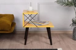 Table De Nuit En Mélaminé 18mm Avec Pieds En Hêtre | Jaune -Magasin De Meubles 854KLN3309 20 203 ccfa