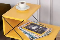 Table De Nuit En Mélaminé 18mm Avec Pieds En Hêtre | Jaune -Magasin De Meubles 854KLN3309 20 204 8ca7