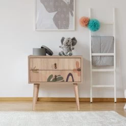 Table De Nuit Vella : Multicolore, Mélaminé, Pieds En Bois