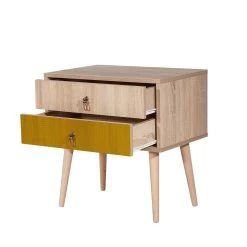 Table De Nuit Vella | Plateau En Mélamine | Pieds 100% Bois | Impression UV | Multicolore -Magasin De Meubles 863SPH3535 20 204 fe05