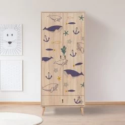 Vella Armoire Avec étagères | Multicolore | 100% Mélamine | Pieds En Bois