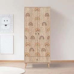 Vella Armoire | Mélaminé | Pieds En Bois | Multicolore