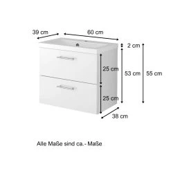 Meuble Vasque Pollet 60cm 2 Tiroirs - Blanc 16 Meuble Vasque Pollet 60cm 2 Tiroirs - Blanc -Magasin De Meubles 892.1.2165 5 ed45