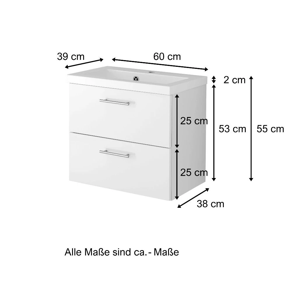 Meuble Vasque Pollet 60cm 2 Tiroirs - Blanc 8 Meuble Vasque Pollet 60cm 2 Tiroirs - Blanc – Image 8