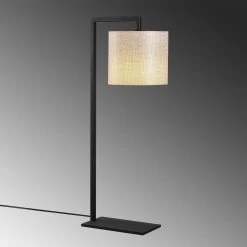 Opviq Lampe De Table | Corps En Métal, Capuchon En Tissu | 27x20cm, 65cm De Hauteur | Crème Noire -Magasin De Meubles 892OPV1136 20 204 9756