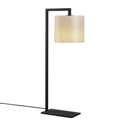 Opviq Lampe De Table | Corps En Métal, Capuchon En Tissu | 27x20cm, 65cm De Hauteur | Crème Noire -Magasin De Meubles 892OPV1136 20 205 05a1