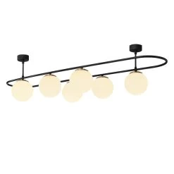 Opviq Lustre | Corps En Métal Capuchon En Verre | 124x40cm | IP20 | Noir Blanc -Magasin De Meubles 892OPV1507 20 205 7481