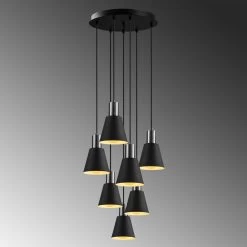 Opviq Chandelier | Corps En Métal | Dia. 43cm | Noir Nickel -Magasin De Meubles 892OPV1649 20 204 070c