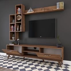 Wren" Meuble TV | 100% Mélaminé | Noyer | 180x48 Cm -Magasin De Meubles 893RAN1359 20 204 2ef0