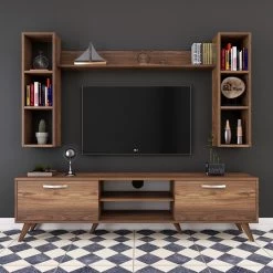 Wren" Meuble TV | Mélaminé | Epaisseur 18mm | Largeur 180 Cm | Noyer -Magasin De Meubles 893RAN1381 20 203 4968