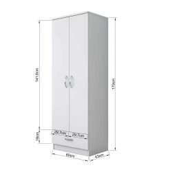 Locelso Armoire | 100% Mélamine | Blanc | 60x170x43 Cm -Magasin De Meubles 893RAN1414 20 2011 6449
