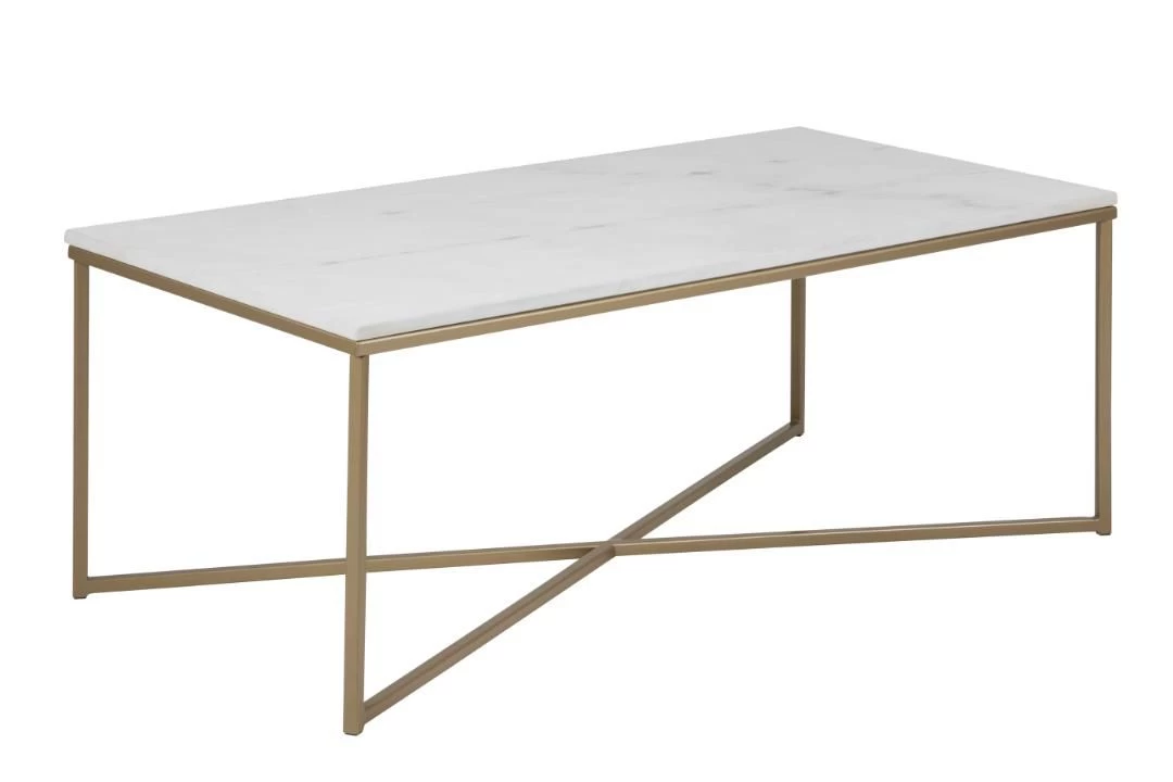 Table Basse Alisma 120x60cm - Marbre Blanc/ Doré 3 Table Basse Alisma 120x60cm - Marbre Blanc/ Doré – Image 3