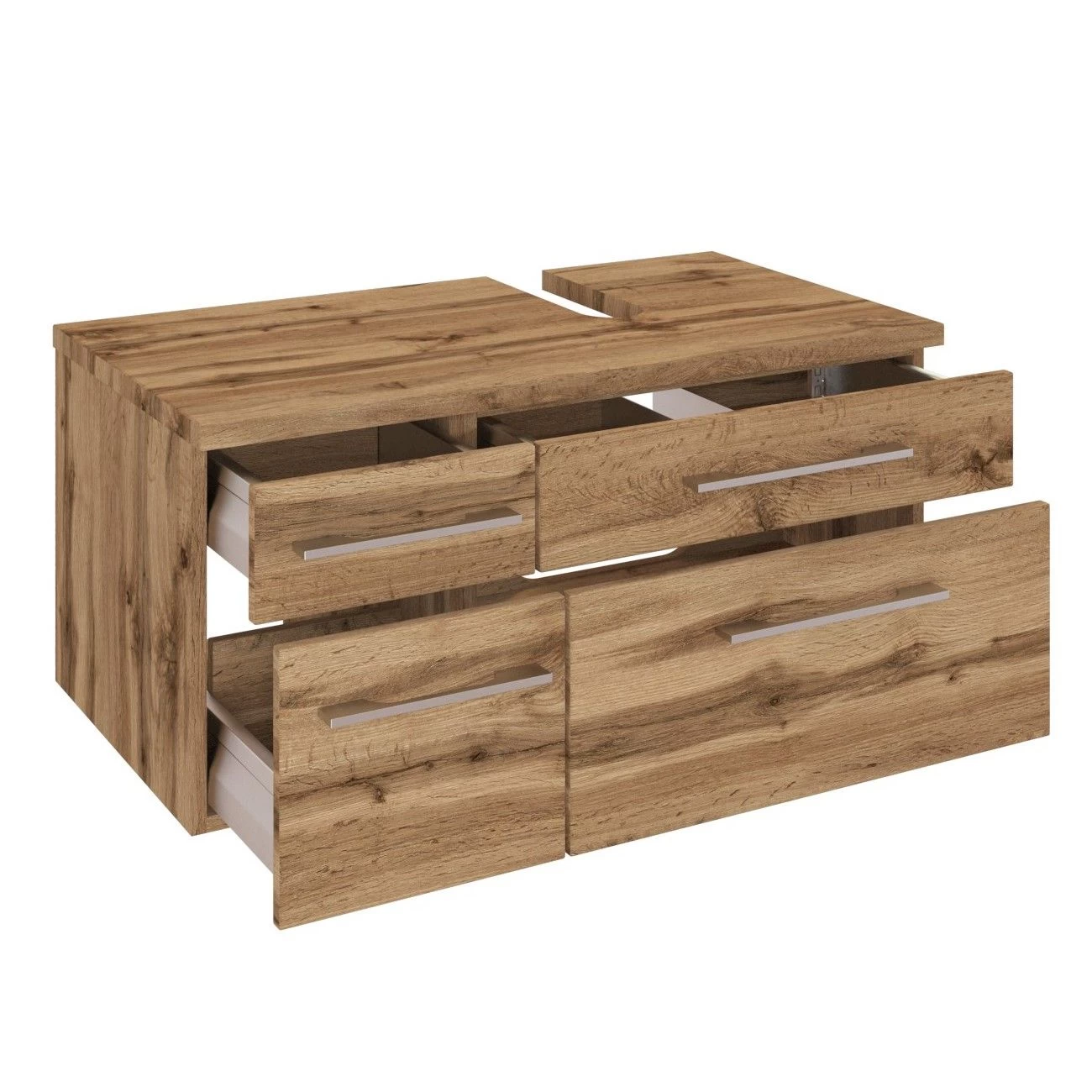 Meuble Sous Lavabo Dasa (droite) 90cm à 4 Tiroirs - Chêne Wotan 3 Meuble Sous Lavabo Dasa (droite) 90cm à 4 Tiroirs - Chêne Wotan – Image 3