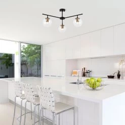 Lustre Fulgor | Corps En Métal | Chapeau En Verre | 70x70 Cm | Noir Antique -Magasin De Meubles 942FLG1101 20 202 83ab