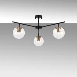 Lustre Fulgor | Corps En Métal | Chapeau En Verre | 70x70 Cm | Noir Antique -Magasin De Meubles 942FLG1101 20 203 d6de