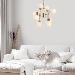 Fulgor Chandelier | Vintage Metal Body | Glass Cap