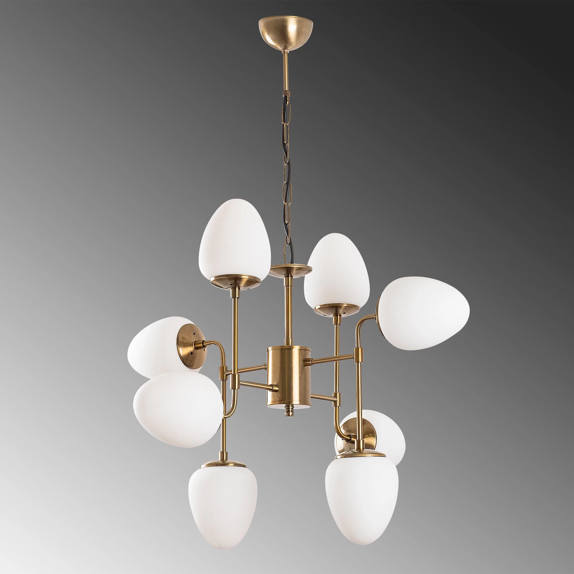 Fulgor Chandelier | Vintage Metal Body | Glass Cap 2 Fulgor Chandelier | Vintage Metal Body | Glass Cap – Image 2