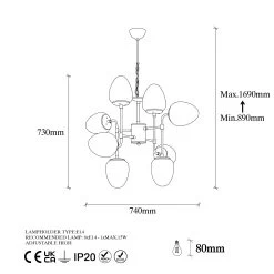 Fulgor Chandelier | Vintage Metal Body | Glass Cap 9 Fulgor Chandelier | Vintage Metal Body | Glass Cap -Magasin De Meubles 942FLG1138 20 207 a454