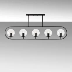 Lustre Fulgor" - Corps En Métal - Chapeau En Verre - 122x15cm - Noir -Magasin De Meubles 942FLG1142 20 203 6273