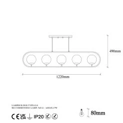 Lustre Fulgor" - Corps En Métal - Chapeau En Verre - 122x15cm - Noir -Magasin De Meubles 942FLG1142 20 207 f468