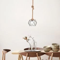 Lustre Fulgor" - Corps En Corde - Capuchon En Verre - Base En Métal - 23x23 Cm