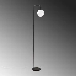 Fulgor Lampadaire | Corps En Métal | Bouchon En Verre | 27x27x146cm | Noir Crème -Magasin De Meubles 942FLG1340 20 203 6b9d