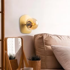 Fulgor Wall Lamp | Metal Body | Glass Cap | Gold
