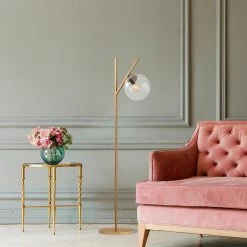 Fulgor Lampadaire | Corps En Métal | Bouchon En Verre | Doré | 152 Cm -Magasin De Meubles 942FLG1527 20 202 c18d