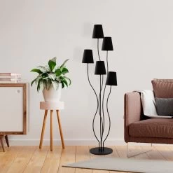 Fulgor Lampadaire | Corps En Métal | Capuchon En Tissu Noir