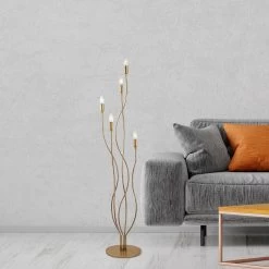 Fulgor Metal Body Floor Lamp - Gold, 35x35x155 Cm