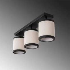 Lustre Fulgor" - Corps En Métal Avec Capuchon En Tissu - Noir Et Blanc -Magasin De Meubles 942FLG1639 20 203 a5a2