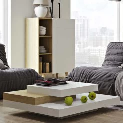 Table Basse Selena 90x90 - Blanc/chêne