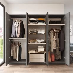 Armoire Moderne Grise | 100% Mélaminé | 18mm D'épaisseur | 207.6cm X 183.8cm X 50cm -Magasin De Meubles 956LCS1703 20 204 1f84