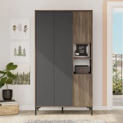Armoire Locelso | Panneau Mélaminé 18mm | Marron Anthracite