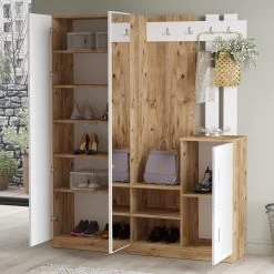 Elegant Hall Stand With Storage | 100% Melamine Coated | Atlantic Pine White -Magasin De Meubles 956LCS2807 20 204 679c