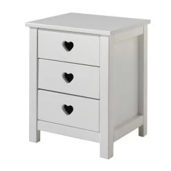Table De Chevet Amori Avec 3 Tiroirs - Blanc