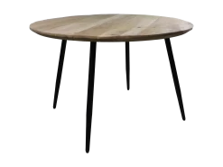 Table De Salle à Manger Rond Bern 120cm Bois De Manguier - Naturel/noir -Magasin De Meubles AN TTR120 HSM137 3 3409