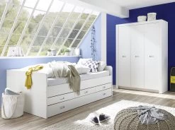 Lit Banquette Arkea 120x200 Avec 3 Tiroirs - Blanc -Magasin De Meubles Alaska Jugendzimmer Bett Schrank 58 880 17 22 880 17 f5f8