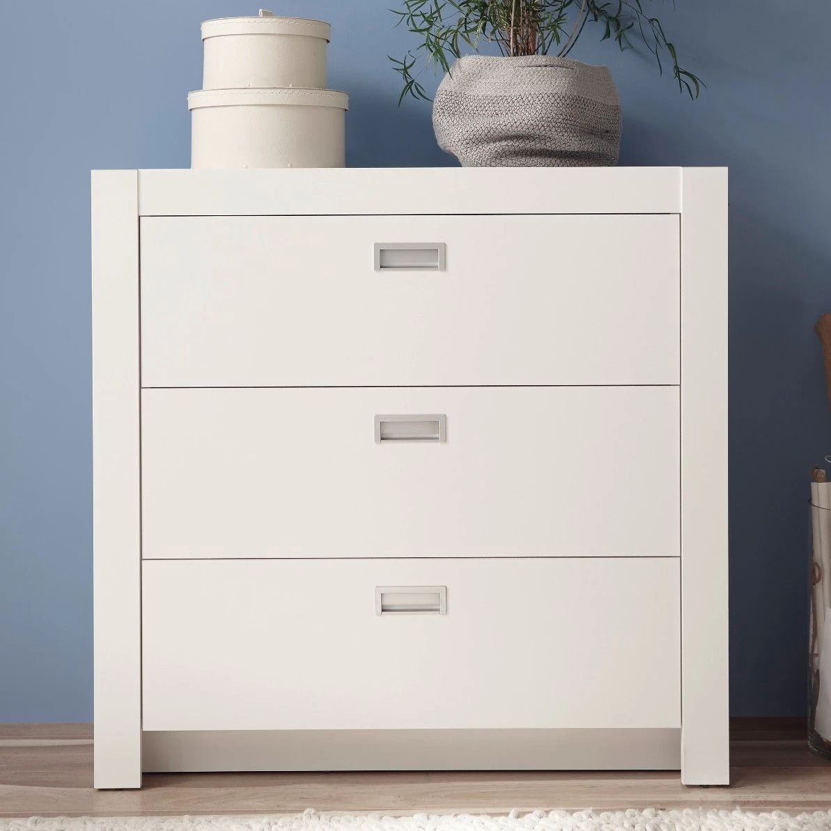 Commode Arkea 96cm Avec 3 Tiroirs - Blanc 1 Commode Arkea 96cm Avec 3 Tiroirs - Blanc