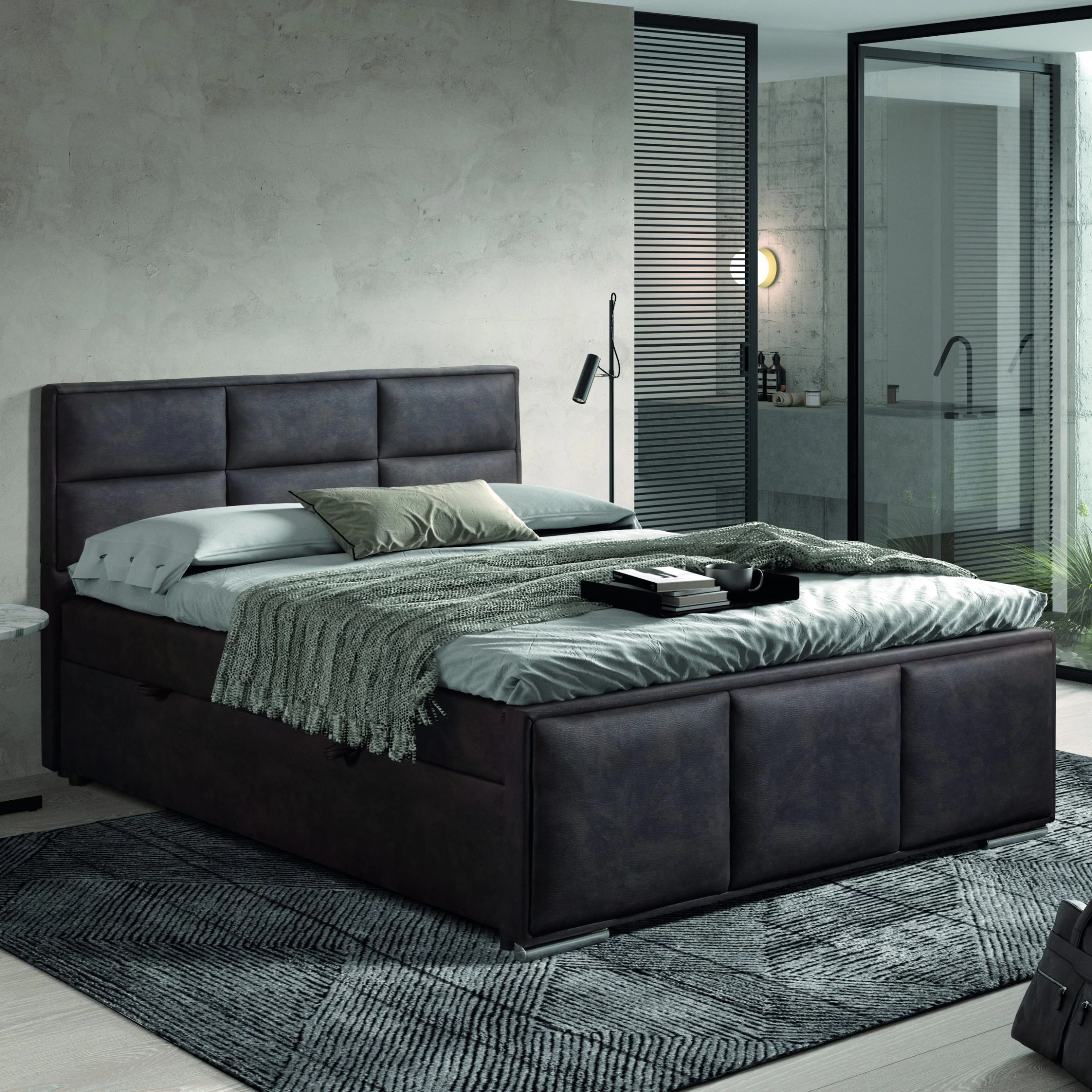 Lit Boxspring Avec Rangement Azalia 160x200cm - Noir 1 Lit Boxspring Avec Rangement Azalia 160x200cm - Noir