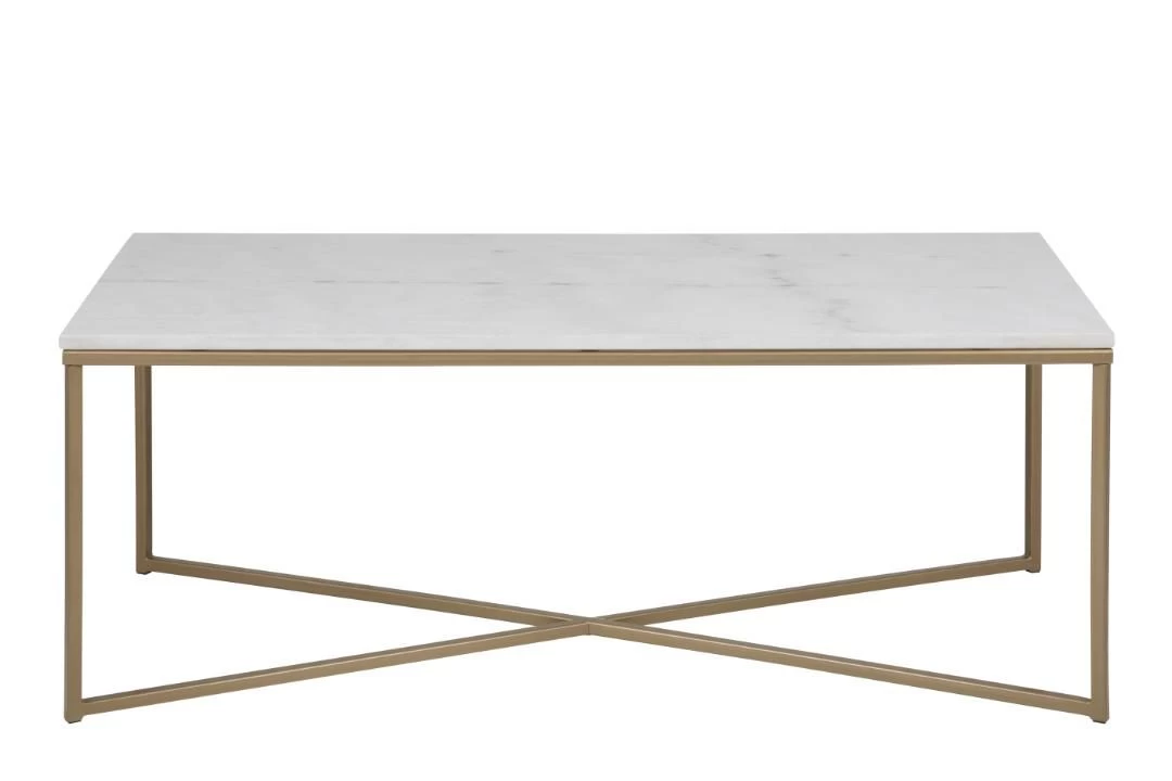 Table Basse Alisma 120x60cm - Marbre Blanc/ Doré 4 Table Basse Alisma 120x60cm - Marbre Blanc/ Doré – Image 4