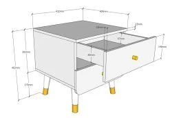 Table De Chevet Billy Rétro 2 Tiroirs - Gris -Magasin De Meubles BINA22 TECHN 2 eb3b