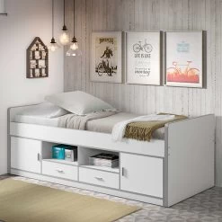 Lit Banquette Bonny Avec Rangements - Blanc