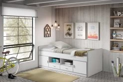 Lit Banquette Bonny Avec Rangements - Blanc -Magasin De Meubles BONKB9014 2a ed31