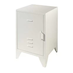 Table De Chevet Bronxx Locker En Métal 40x60 - Blanc Mat