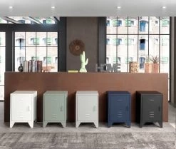 Table De Chevet Bronxx Locker En Métal 40x60 - Blanc Mat -Magasin De Meubles BRONXX NA FUN eb55